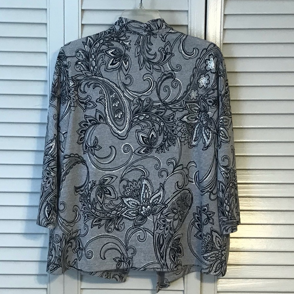 Alfred Dunner Black and Gray Paisley Blazer - Picture 3 of 5